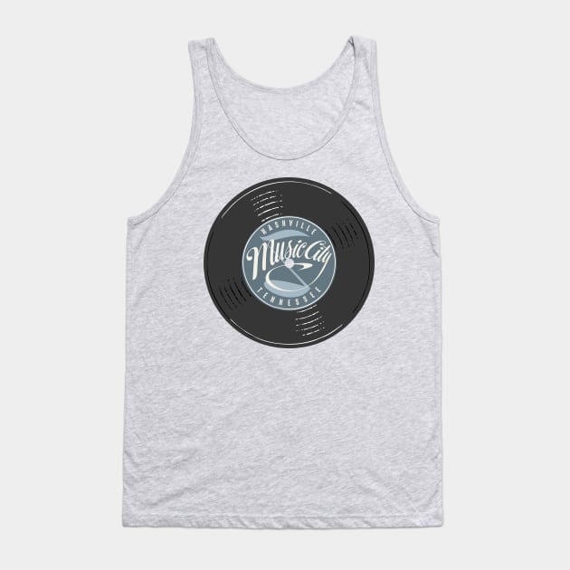 Nashville Music City Tennessee Vinyl Vintage Tank Top by Designkix